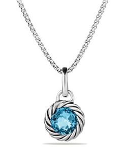 David Yurman Cable Collectibles Round Charm with Blue Topaz's