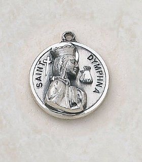 Sterling Silver Patron Saint Dymphna Medal Catholic Pendant Necklace Jewelry: Jewelry