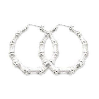 Sterling Silver Bamboo Hoop Earrings: Jewelry