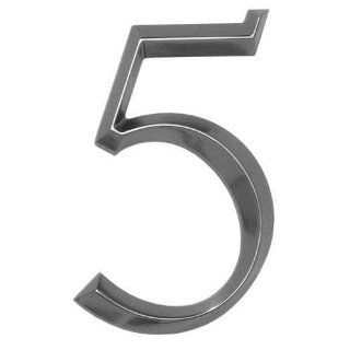 Classic 6 Inch Number "5"   Brushed Nickel : Address Plaques : Patio, Lawn & Garden