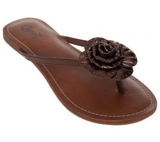 Carlos Santana Flourish Thong Sandals w/ Rose Detail —