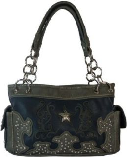 Montana West Womens Star Satchel Purse Faux Leather Western Handbag (Navy Blue): Shoulder Handbags: Clothing