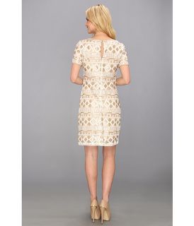 Muse Scoop Neck Sequins Sheath Dress Ivory/Gold