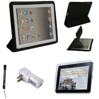 Black Protective Four Folded Smart Slim Case Cover Adjustable + Includes a High Quality and Durable + Includes a USB Home Charger Kit: Computers & Accessories