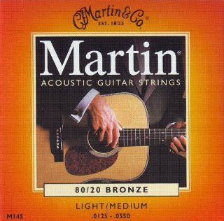 Martin M145 80/20 Acoustic Guitar Strings, Light Medium: Musical Instruments