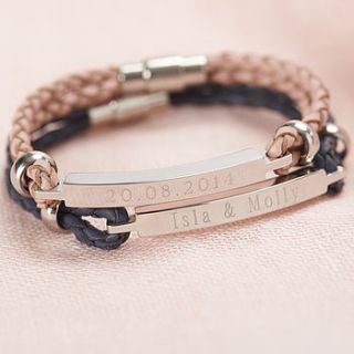 personalised chunky leather identity bracelet by suzy q