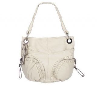 B.Makowsky Pebble Leather Hobo Bag with Zipper Pockets —