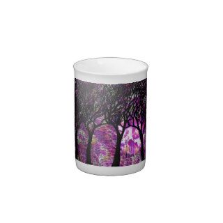 Winter Trees over alcohol ink Background Porcelain Mugs