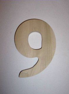 "ABC Products"   Number "9" Wooden   House Number   6" Tall (Unfinished).   Wooden Outdoor Numbers  