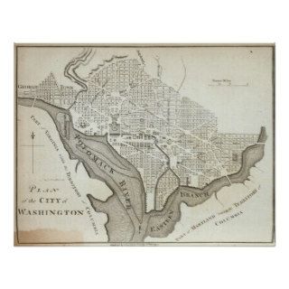 Vintage Map of Washington D.C. (1794) Posters