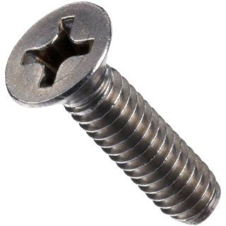 Stainless Steel Machine Screw, Flat Head, Phillips Drive, #2 56, 3/16" Length (Pack of 100): Industrial & Scientific