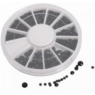 Fast shipping + Free tracking number , Nail Art Rhinestone Deco , Black Round Shape Nail Art Rhinestones , Each color Come with wheel box: Cell Phones & Accessories