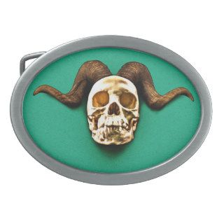 Ram Skull Oval Belt Buckles