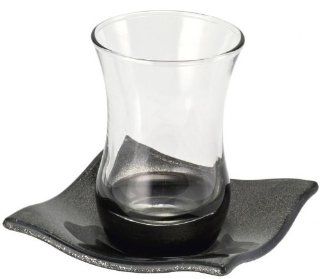 GLITZER   Trkisches Teeglas 100 ml mit eckiger Untertasse: Küche & Haushalt