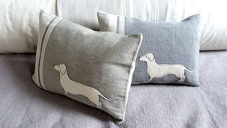 sausage dog cushion by helkatdesign