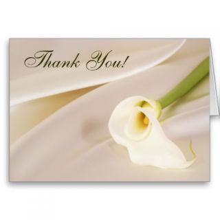 Calla Lily On White Satin, Thank You! Greeting Cards