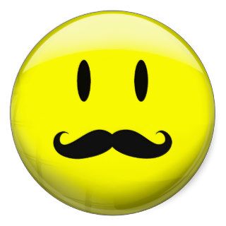 Smiley Face Mustache Round Sticker