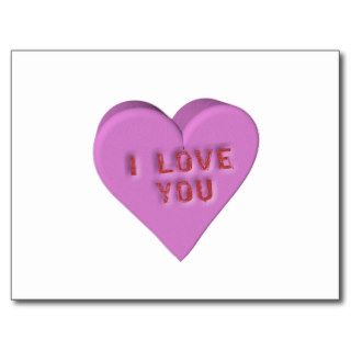 Candy Heart "I LOVE YOU" Postcards