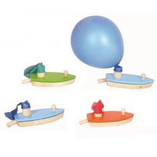 wooden balloon powered boat toy by sleepyheads