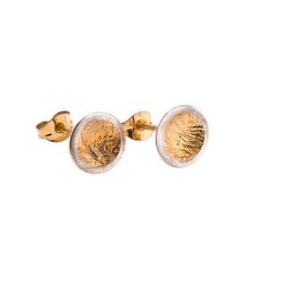 moon drop studs gold plated: small by anne morgan contemporary jewellery