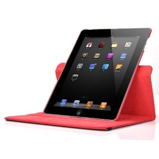 360 degree Swivel Leather Case Compatible with Apple iPad 2, Red: Cell Phones & Accessories