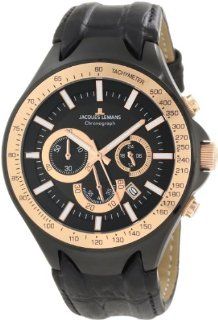 Jacques Lemans Sports Herren Armbanduhr XL Dakar Chronograph Leder 1 1661E: Uhren