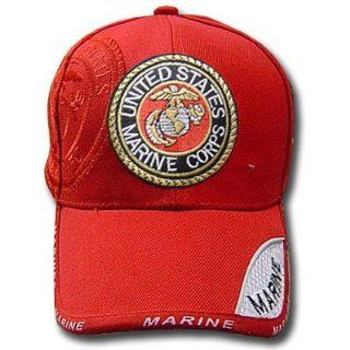 UNITED STATES MARINE CORPS SEAL SHIELD RED CAP HAT ADJ : Sports Fan Baseball Caps : Sports & Outdoors