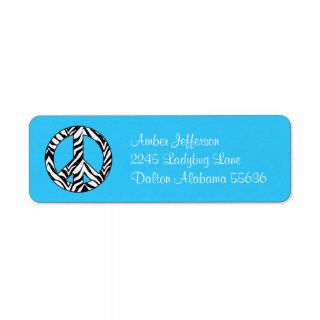 Zebra Peace Sign: Blue Address Labels