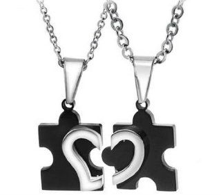 His & Hers Matching Set Titanium Couple Pendant Necklace Korean Love Style in a Gift Box (ONE PAIR): Jewelry