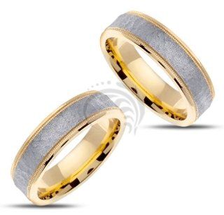 Attractive 14k Yellow White Yellow Gold His and Hers Matching Wedding rings 6 mm Wedding Bands Jewelry