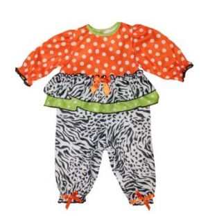 Laura Dare Baby Girls Dotted & Zebra Fall Harvest Jumpsuit PJ's: Infant And Toddler Rompers: Clothing