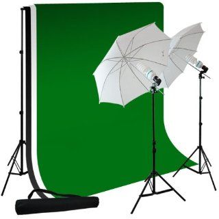 Photography Umbrella Continuous Light Kit Black White Chromakey Green Muslin Portrait Studio Lighting Kit by Limo Pro Studio, LMS114 : Photographic Lighting Umbrellas : Camera & Photo