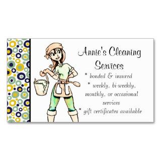 Cleaning services lady business card green yellow