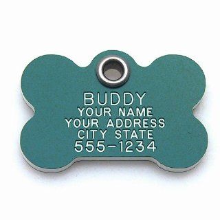 Pet ID Tag   Bone   Custom engraved dog & cat ID tags. Pet safety tag has reflective coating and is available in plastic, stainless steel and brass. : Pet Identification Tags : Pet Supplies
