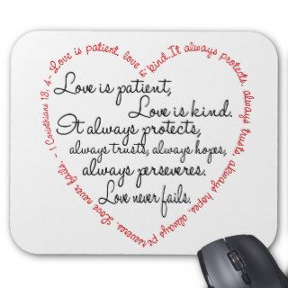 Love is patient Word Heart Mouse Pad