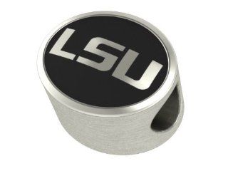 LSU Louisiana State Tigers Bead Fits Most Pandora Style Bracelets Including Pandora, Chamilia, Biagi, Zable, Troll and More. High Quality Bead in Stock for Immediate Shipping: Jewelry