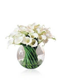 Calla Lily in Glass Vase   Artificial Mixed Flower Arrangements