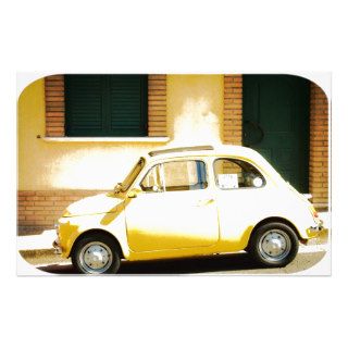 Vintage Yellow Fiat 500 in Italy Personalized Stationery