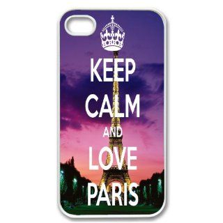 Apple iPhone 4 4G 4S Eiffel Tower Cute Keep Calm and Love Paris Design WHITE Sides Case Skin Cover Protector Accessory Vintage Retro Unique Comes in Case Cartel Packaging Cell Phones & Accessories