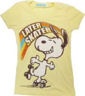 Peanuts Snoopy Later Skater Women's T Shirt (Large) Novelty T Shirts Clothing