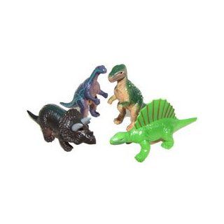 3" Tall Colorful Assorted Molded Rubber Dinosaur Figurines PKG (6): Toys & Games