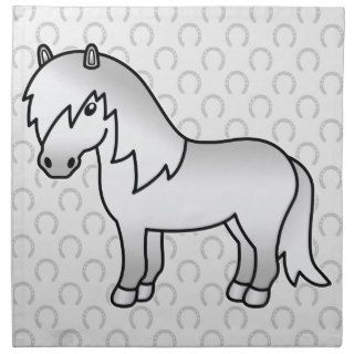 Grey Cartoon Shetland Pony Printed Napkins