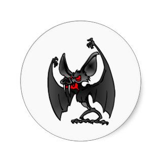 White Vampire Bat Cartoon Round Stickers