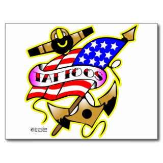 Anchor & Flag Old Skool Tattoo Postcard