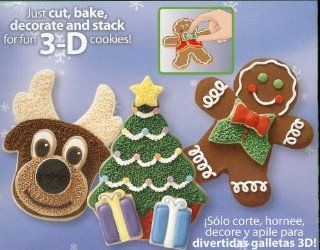 Wilton Cookie Cutters: 3D Stackable Holiday Deer, Tree & Gifts, Gingerbread Boy ~ 9 Metal Cutters Total ~ Makes 3 Large Characters Over 5" Tall: Kitchen & Dining