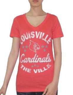 NCAA Louisville Cardinals Womens T Shirt with Rhinestones (Vintage Look)  Sports & Outdoors