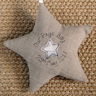 personalised embroidered fabric star by milly and pip