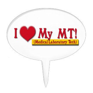 I LOVE (HEART) MY MLT! MEDICAL LAB TECH CAKE TOPPERS