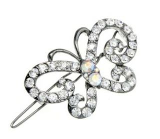 Crystal Clear Swirling Wing Butterfly Hair Clip: Clothing