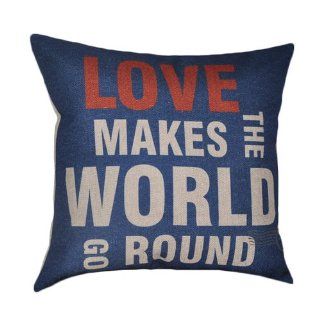 Words Love Makes The World Go Round Print Decorative Pillows 45x45 CM Outdoor Cushions Linen Throw Pillows  
